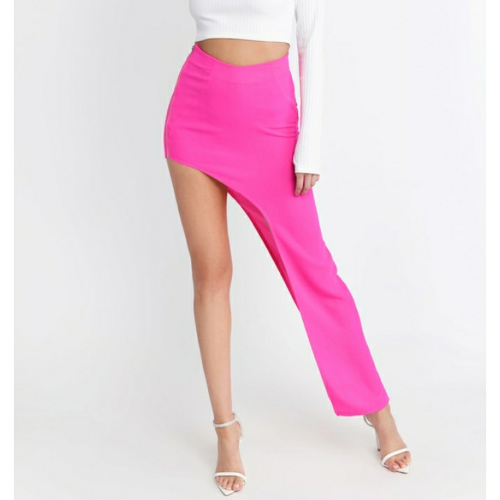 Tobi hot pink asymmetrical zipper skirt